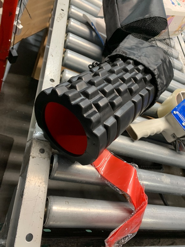 Photo 1 of ***STOCK PHOTO FOR REFERENCE ONLY, MISSING MASSAGE ROLLER AND MASSAGE BALL*** 5 in1 Foam Roller Set, Trigger Point Foam Roller, Massage Roller Stick, Massage Ball, Resistance Band for Deep Muscle Massage Pilates Yoga,Fitness Exercise for Whole Body (BLACK