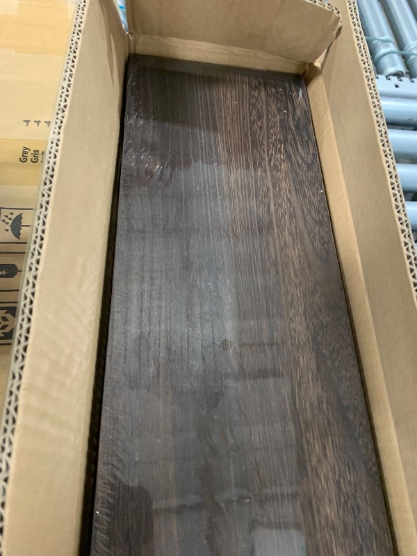 Photo 1 of **************MISSING SCREWS************
Rustic Floating Wall Shelf, Wooden Storage Display Shelf with Hidden Bracket Mount, Brown