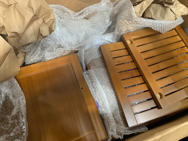 Photo 1 of *MISSING SOME HARDWARE** Wilk Shoe Storage Bench, 2-Tier Shoe Cabinet with Padded Seat Cushion and Storage Box, Bamboo Entryway Bench with 3 Darn Doors (38.2’’(L) x 14.4’’(W) x 19.7’’(H))