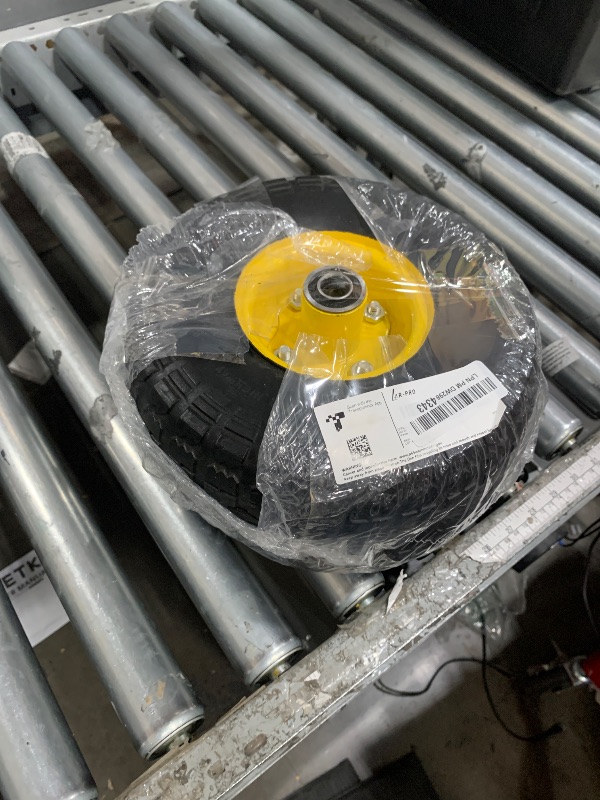 Photo 1 of (2-Pack) 10-Inch Solid Tire Wheels - Replacement 4.10/3.50-4" Flat Free Tires and Wheels with 5/8" Axle Bore Hole Bearings, 2.17" Offset Hub -Perfect for Hand Truck, Wheelbarrow, Gorilla Carts