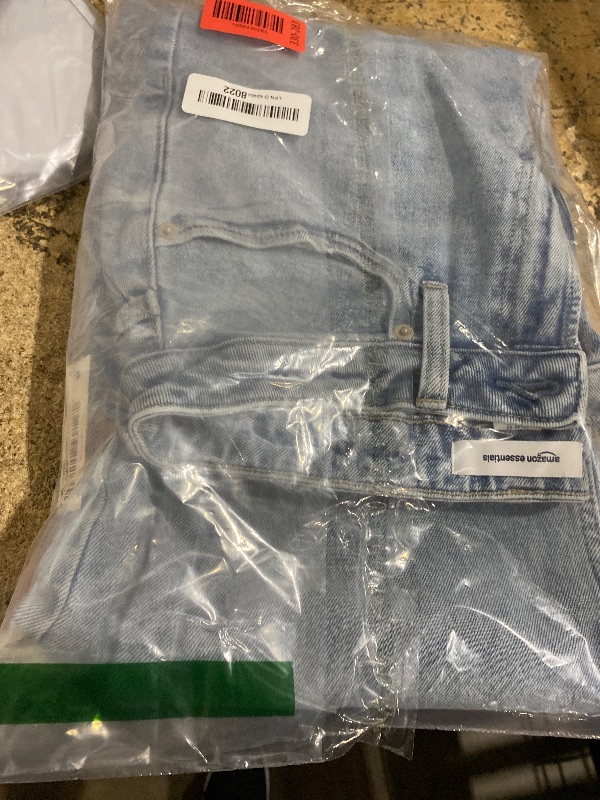 Photo 1 of **RUNS SMALL** Amazon Essentials Women's High-Rise Straight Leg Jean, Iced Light Wash, 8