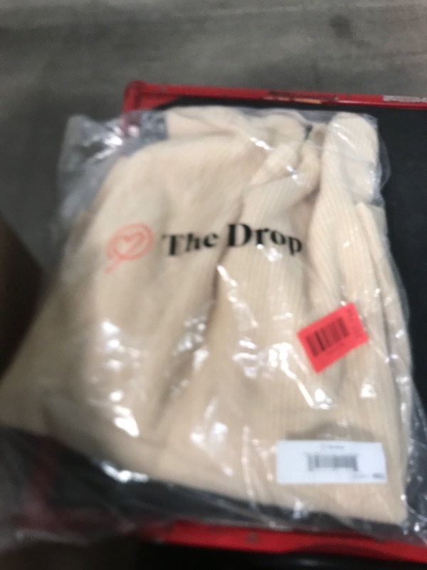 Photo 1 of ** TOP ONLY ** The Drop Women's Alice Crewneck Back Slit Ribbed Pullover Sweater, Creme Brulee, L