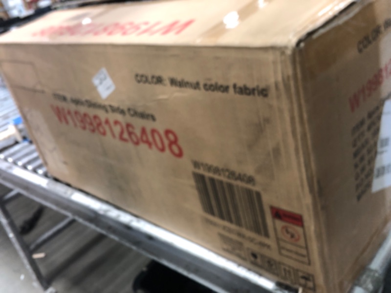 Photo 1 of ****************INCOMPLETE SET, THIS IS ONLY THE4 CHAIRS*************
Zevemomo 6-Piece Solid Wood Dining Table Set, Including 1 Dining Table, 4 Upholstered Chairs and 1 Bench, Wooden Dining Table Set for Kitchen, Dining Room, Walnut