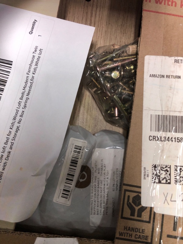 Photo 1 of *************INCOMPLETE ITEM, THIS IS ONLY BOX #1 OUT OF 2 TOTAL*****************
WOODEN TWIN LOW LOFT BED Shelf Book Rack Storage Kids Living Room Saving Space