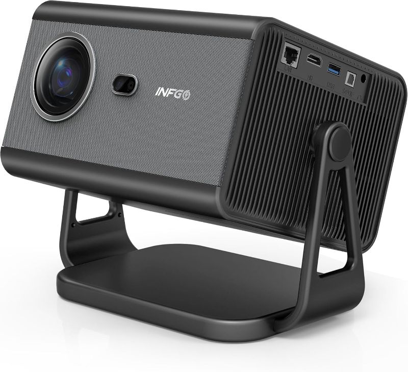 Photo 1 of [2000 ANSI/ Official-NetfIix/360°Stand] Outdoor Projector with WiFi and Bluetooth, Auto Focus, Auto Keystone 4K Projector Native 1080P Support 36W DoIby Audio Smart Proyector