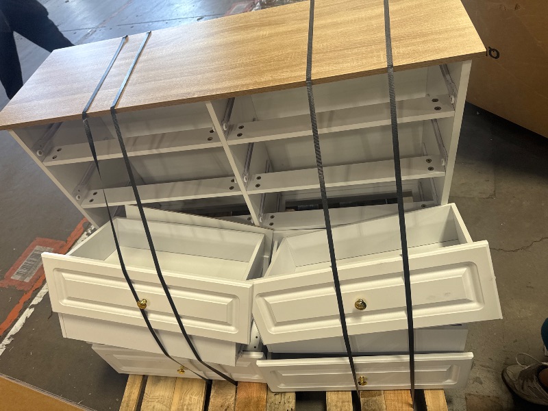 Photo 1 of *PHOTO FOR REFERENCE* Nestfair Wood Rustic Storage Dresser Drawers and GOLD Handle - White