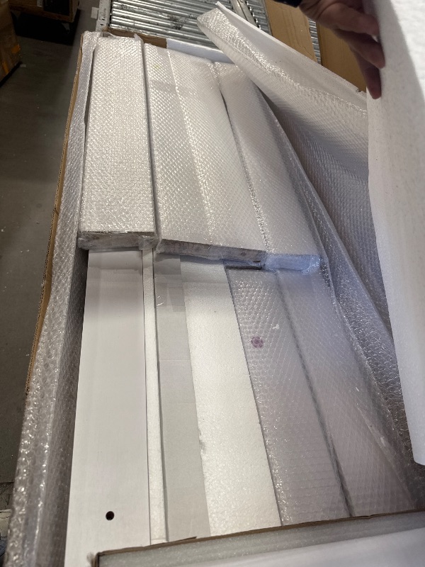 Photo 1 of *MISSING SOME HARDWARE*Fredbeck 36x96 inch White Barn Door with 6.6FT MDF Sliding Door Hardware Kit Included & Handle,Solid PVC Surface,DIY Assembly,5-Panel