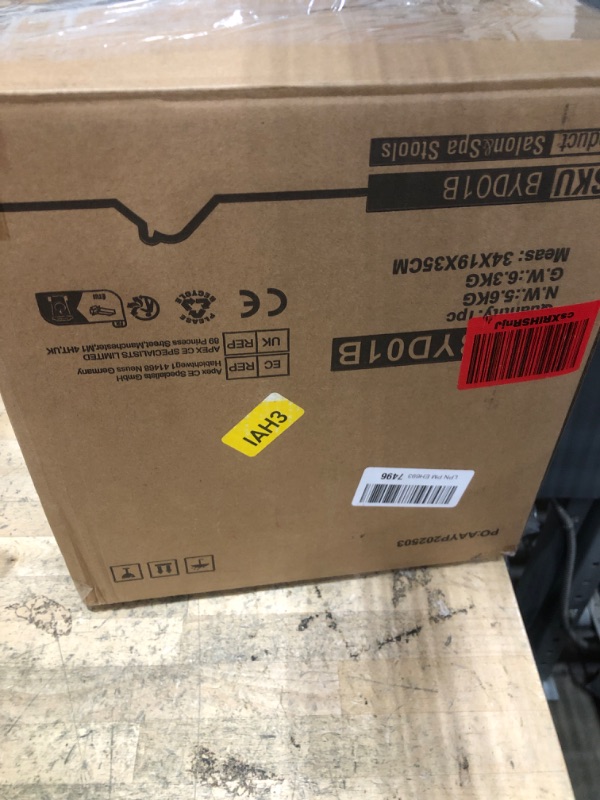 Photo 1 of *****MINOR DAMAGE TO 1 OF THE CHAIR PIECES (BENT)***** BEWISHOME Rolling Stool with Wheels, Adjustable Stool Heavy Duty 450lb, 360° Swive Rolling Chair for Massage Spa Medical Tattoo, PU Thick Seat Padding Salon Chair(Black) BYD01B