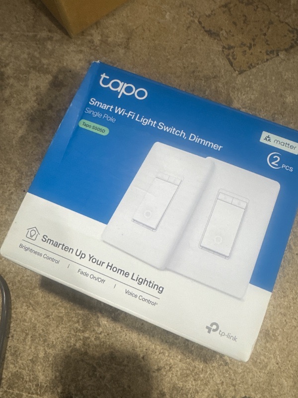 Photo 1 of **PARTIAL SET ONLY 1 WORKS/ OTHER IS FOR PARTS*** TP-Link Tapo Matter Smart Dimmer Switch: Voice Control w/Siri, Alexa & Google Assistant, UL Certified, Timer & Schedule, Easy Guided Install, Neutral Wire Required, Single Pole, Tapo S505D(2-Pack)