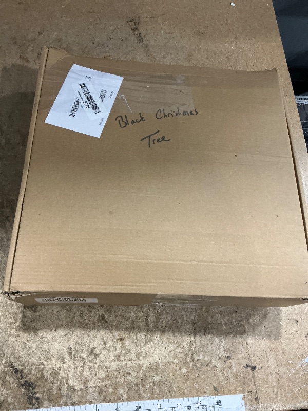 Photo 1 of [Timer& Pumpkin] 6 Ft Black Tinsel Halloween Tree with 60 LED Orange Purple Lights, Pop Up Artificial Pencil Tree with Lantern Topper & 15 Jack-O Pumpkin Balls Ornaments for Halloween Decor Indoor