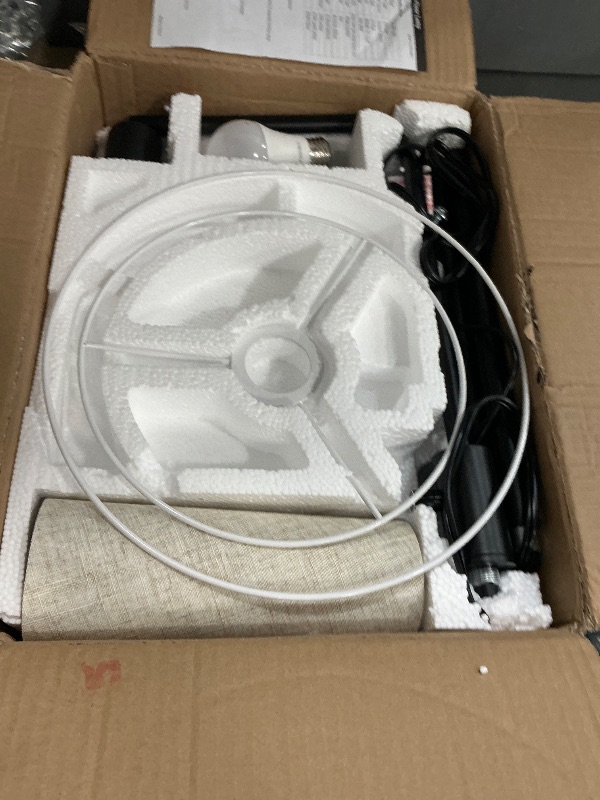 Photo 1 of ?Upgraded? Dimmable Floor Lamp, 1000 Lumens LED Edison Bulb Included, Arc Floor Lamps for Living Room Modern Standing Lamp with Linen Shade, Tall Lamp for Bedroom Office Dining Room- Black