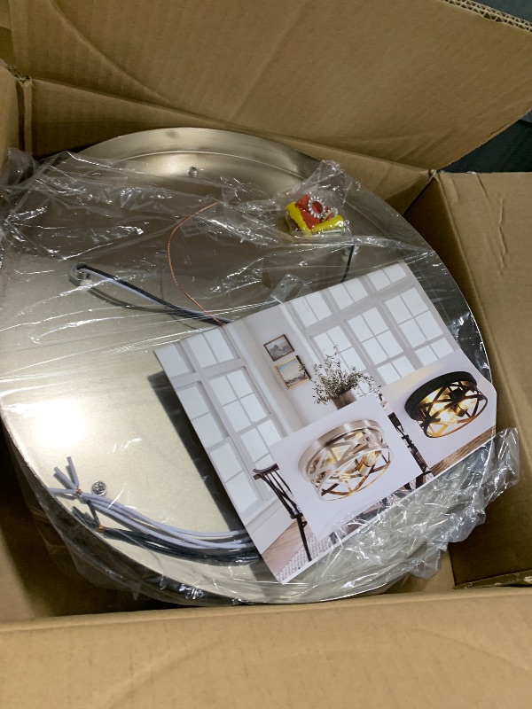 Photo 1 of 13 inch Brushed Nickel Flush Mount Ceiling Light Fixtures,3-Light Industrial Farmhouse Ceiling Light Fixture,Brushed Nickel Light Fixture Ceiling Mount for Kitchen Bedroom Living Room Hallway 1 Pack