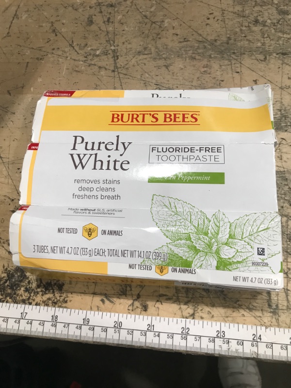 Photo 1 of ***ONLY 2*** Burt's Bees Toothpaste, Natural Flavor, Fluoride-Free, Purely White, Zen Peppermint, 4.7 oz, Pack of 2