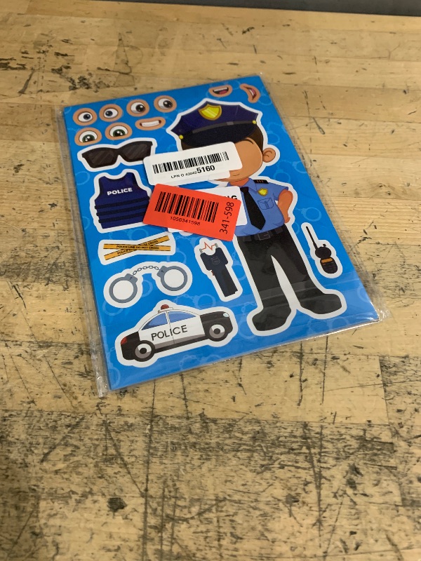 Photo 1 of 24 Sheets Make Your Own Policeman Stickers, Make-a-face Stickers, Educational Theme Gift for Kids, Birthday Party School Classroom Teacher Reward