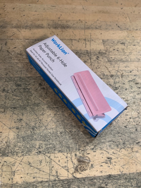 Photo 1 of **MISSING SPRING PAD** WORKLION Adjustable 6 Hole Punch: Metal Six Hole Puncher for Planners and 6-Ring Binders with 6 Sheet Capacity for A4 / A5 / A6 / Personal/Pocket Size (Pink)