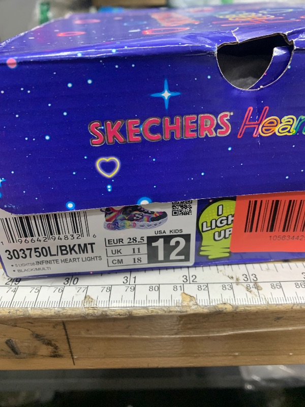 Photo 1 of *LIGHTS DONT WORK* Skechers Kids Girls Infinite Heart Lights Sneaker, Black/Multi, 12 Little Kid