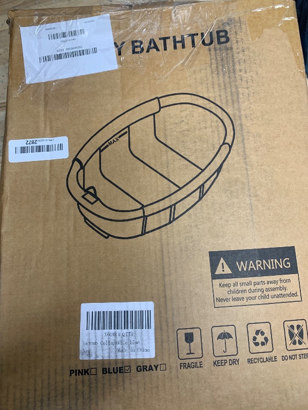 Photo 1 of **MISSING ASSEMBLY PIECES** Collapsible Baby Bathtub for Newborn to Toddler 0-36 Months,Spacious Foldable Infant Bath Tub with Thermometer,Cushion & Drain Hole,Portable Travel Tub, Baby Shower Gift Blue