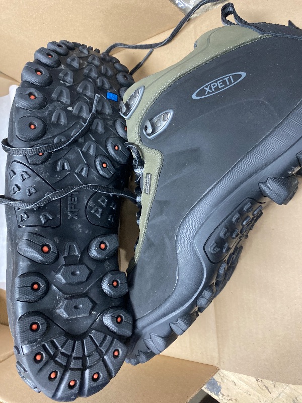 Photo 1 of ***(MINOR DAMAGE/ SEE NOTES)***XPETI Hiking Boots Men Waterproof Sneakers Boot Non Slip Trekking Trails Boots Black/Grey 13