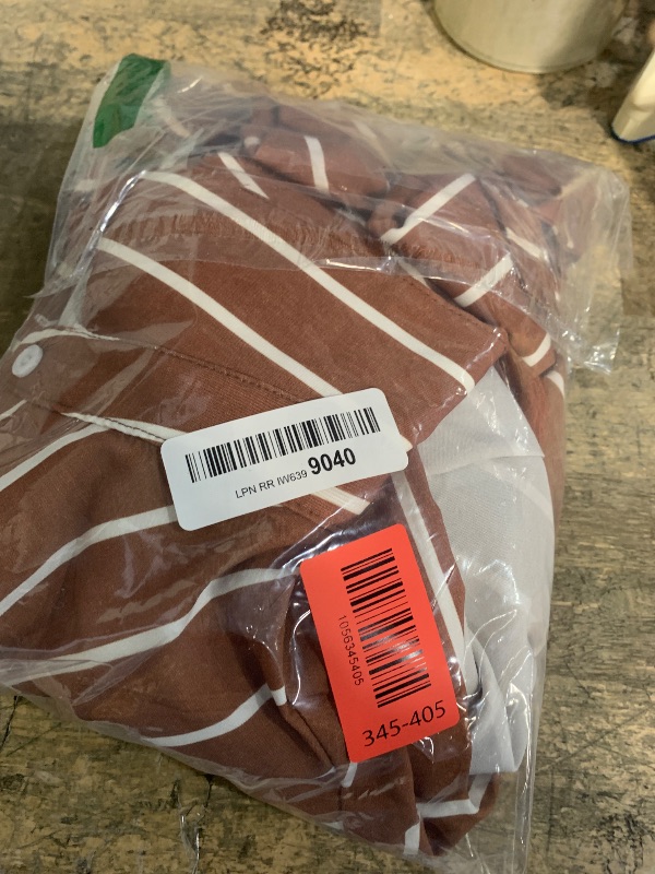 Photo 1 of **SHIRT ONLY**Tankaneo Womens 2 Piece Outfits Striped Long Sleeve Button Down Collared Shirt Matching Shorts Sets