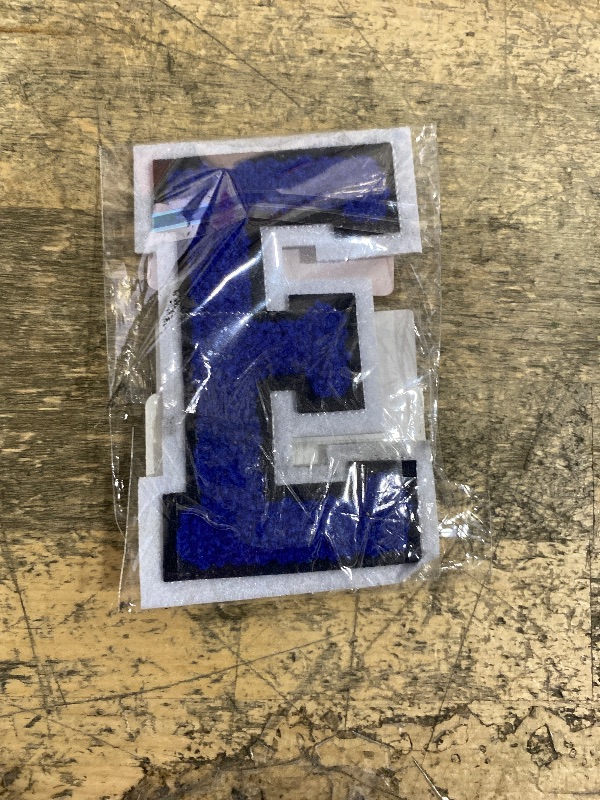 Photo 1 of 1 PCS 4.0" Blue Chenille Letter Patch, Iron on Patches for Hats Clothes Bags Backpacks Jeans Jackets, Initial Patches Large Varsity Letter. (Letter E)