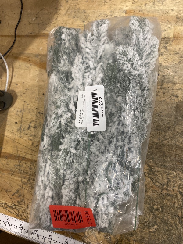 Photo 1 of 20PCS Frosted Artificial Pine Needles Branches 10.6 Inches Christmas Fake Snowy Pine Picks Twigs Winter Sprays Greenery Stems for Christmas Tree DIY Garlands Wreaths Crafts Home Holiday Decorations