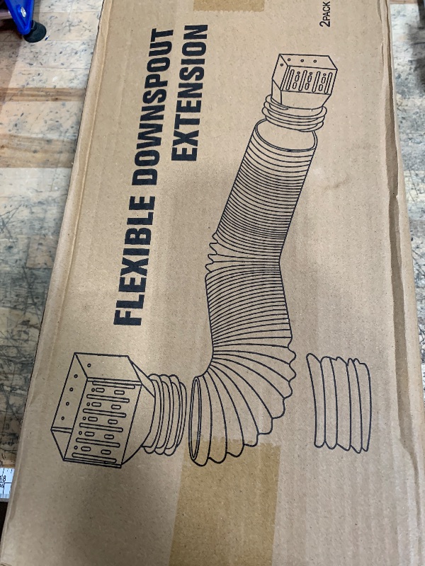 Photo 1 of 2 Pack Rain Gutter Downspout Extensions, Upgraded Flexible Drain Down Spout Extender for Rain Water Drainage, Each Extendable from 20" to 66", Combine to 10 ft with Connector(White)