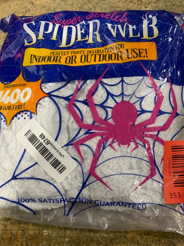 Photo 1 of 1400 sqft Halloween Spider Webs Decorations with 150 Extra Fake Spiders, Super Stretchy Cobwebs for Halloween Decor Indoor and Outdoor