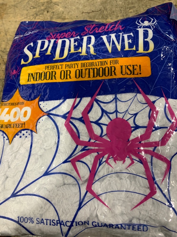 Photo 1 of 1400 sqft Halloween Spider Webs Decorations with 150 Extra Fake Spiders, Super Stretchy Cobwebs for Halloween Decor Indoor and Outdoor