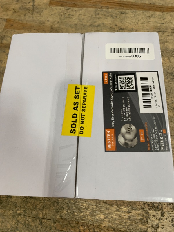 Photo 1 of [3 Pack] BESTTEN Door Knob with Lock and Key, Keyed Different Entry Door Knob with Adjustable Latch, for Entrance and Front Door, Satin Nickel