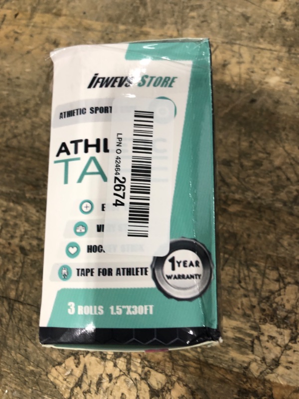 Photo 1 of (3 Pack) White Athletic Sports Tape, Very Strong Easy Tear No Sticky Residue Tape for Athlete & Sport Trainers & First Aid Injury Wrap,Suitable for Bats,Tennis,Gymnastics & Boxing?1.5in X 35ft?