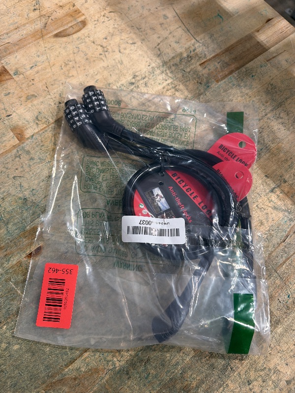 Photo 1 of 2 PACK Bike Locks Cable,Anti Theft Bicycle Lock Chain,4 Digit Security Resettable Bike Combination Lock Self Coiling Combination Cable Combo Bike Locks Without Mounting Bracket,2 Feetx1/2 Inch (Black)