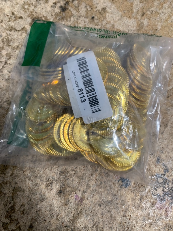 Photo 1 of 120 PCS Pirate Decorations, 1.38 in Pirate Coins, 0.06 in Fake Coins Plastic Coins Gold Coins Pirate Treasure, Pirate Birthday Party Decorations Game Hunt Party Props Toys Party Favor