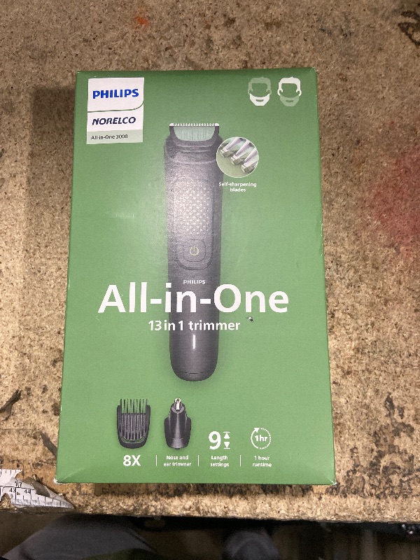 Photo 1 of ***FOR PARTS ONLY/ NON-FUNCTIONAL*** Norelco Philips All-in-One 3000 Series 13 in 1 Trimmer, Beard Styler & Men's Hair Clipper, 9 Length Settings & Self-Sharpening Skin-Friendly Blades, MG3919/50
