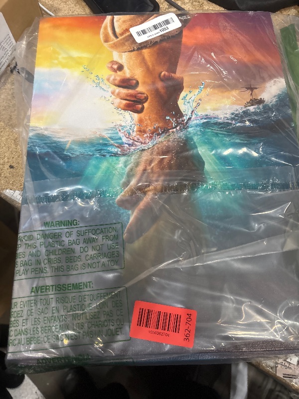 Photo 1 of 2 Pcs Framed Jesus wall art The Hand of God Jesus Reaching Into Water Christ Religion Canvas Wall Decor Blue Ocean Bible Pictures Posters Prints Paintings for Living Room Bedroom Church Decorations