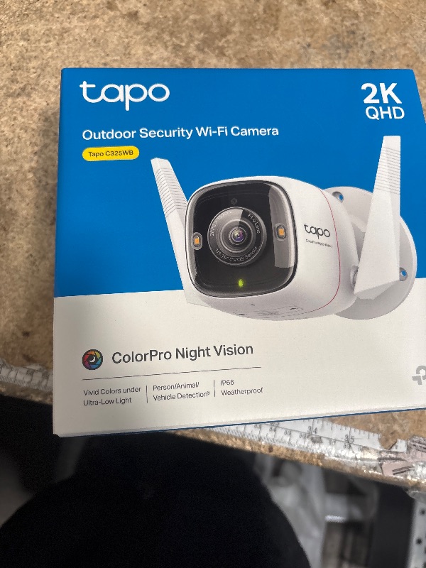 Photo 1 of **WIFI IS UNSTABLE** Tapo TP-Link ColorPro Wi-Fi Outdoor Camera | Plug-in | Daylight Clarity at Night | 2K QHD | Person/Pet/Vehicle Detection | Local/Cloud Storage | 127° FOV | Built-in Siren C325WB