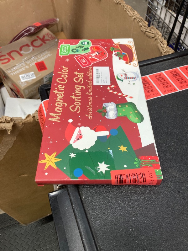 Photo 1 of 10 Pcs Christmas Toys Magnetic Color Sorting Set, Educational Xmas Stocking Whiteboard Fridge Magnets, Colors Matching Games Sensory Toys for Toddlers Kids Preschool Learning Activities