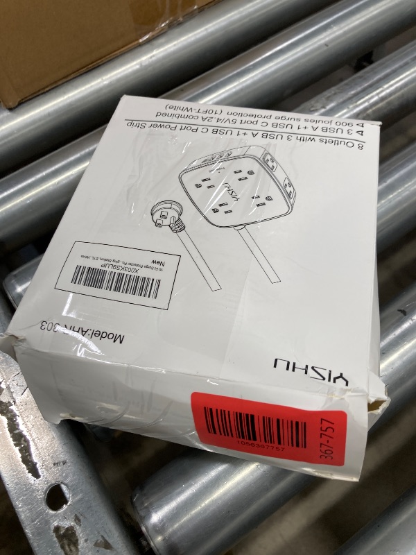 Photo 1 of 10 Ft Surge Protector Power Strip - YISHU 3 Side Outlet Extender with 8 Widely AC Outlets and 4 USB Ports, 10 Feet Extension Cord with Flat Plug, Wall Mount Desk USB Charging Station, ETL,White