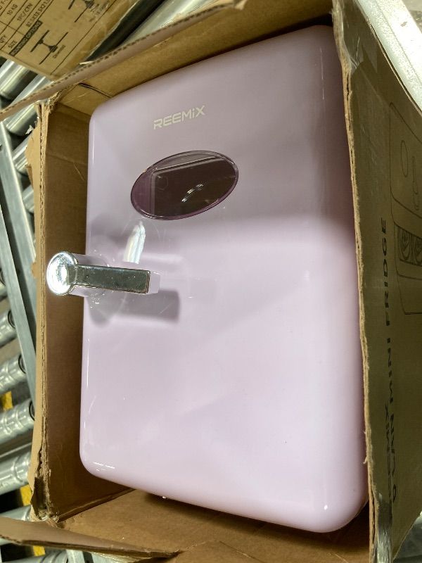 Photo 1 of **MISSING POWER ADAPTER***Reemix Mini Fridge, 4L/6 Cans Retro Portable Cooler For 120V Home & 12V DC Car Use, Skincare Fridge for Bedroom, Car, Office, Dorm (Purple)