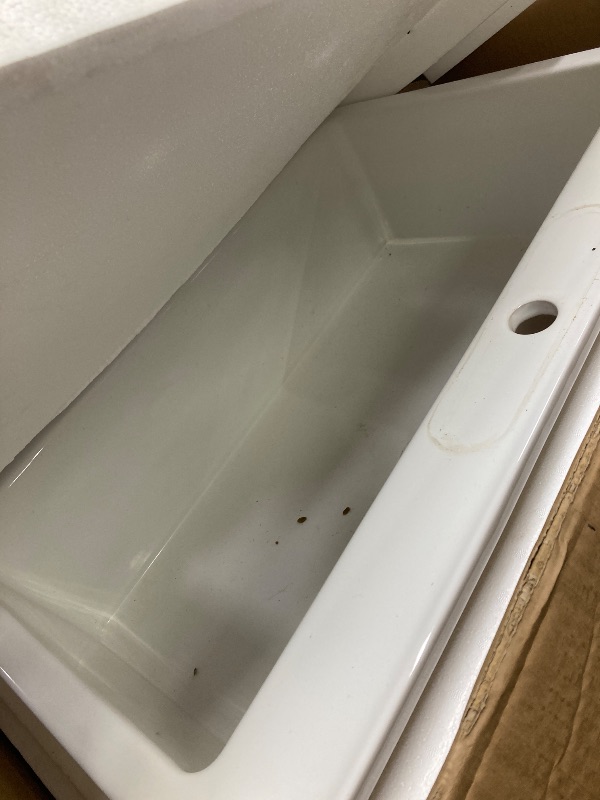 Photo 1 of *Edge cracked* HOMLYLINK 33x22 Drop In Kitchen Sink White 1 Hole, 33 Inch Topmount Fireclay Sink Drop In Single Bowl, Heavy Duty Large Capacity Deep Basin, w 2 Custom Accessories, Pure White, for Kitchen