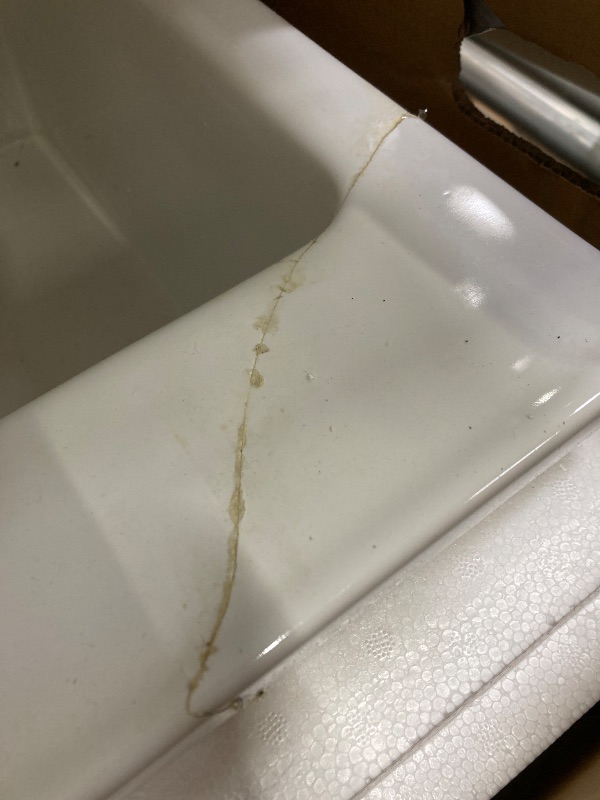 Photo 1 of *Edge cracked* HOMLYLINK 33x22 Drop In Kitchen Sink White 1 Hole, 33 Inch Topmount Fireclay Sink Drop In Single Bowl, Heavy Duty Large Capacity Deep Basin, w 2 Custom Accessories, Pure White, for Kitchen