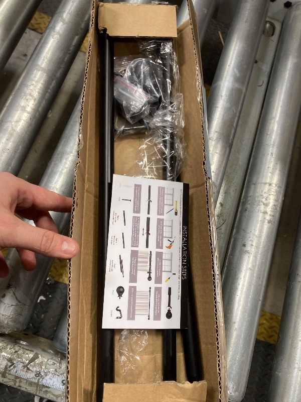 Photo 1 of **MISSING PARTS**GXOACKJ Curtain Rods for windows 32-48 inch, 5/8 inch Decorative Curtain Rod Set, Matte Black Splicing Heavy Duty Metal Curtain Rod with Brackets