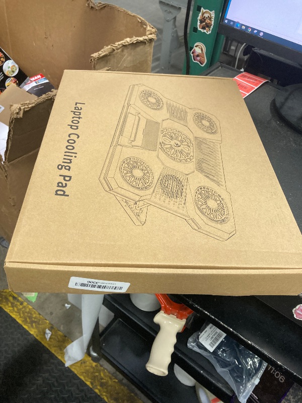 Photo 1 of **PARTS ONLY***ChillCore Laptop Cooling Pad, RGB Lights Laptop Cooler 9 Fans for 15.6-19.3 Inch Laptops, Gaming Laptop Fan Cooling Pad with 8 Height Stands, 2 USB Ports - A21 Blue