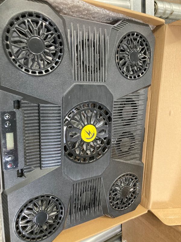 Photo 1 of **PARTS ONLY***ChillCore Laptop Cooling Pad, RGB Lights Laptop Cooler 9 Fans for 15.6-19.3 Inch Laptops, Gaming Laptop Fan Cooling Pad with 8 Height Stands, 2 USB Ports - A21 Blue