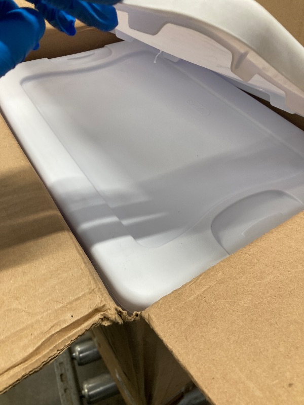 Photo 1 of ***One of the bins have a missing handle***Sterlite 5-Pack Latching Box, Under Bed Storage Bins with Lids, Clear Plastic, 25 Quart - Heavy-Duty Organizing Containers for Closet, Bathroom, and Office