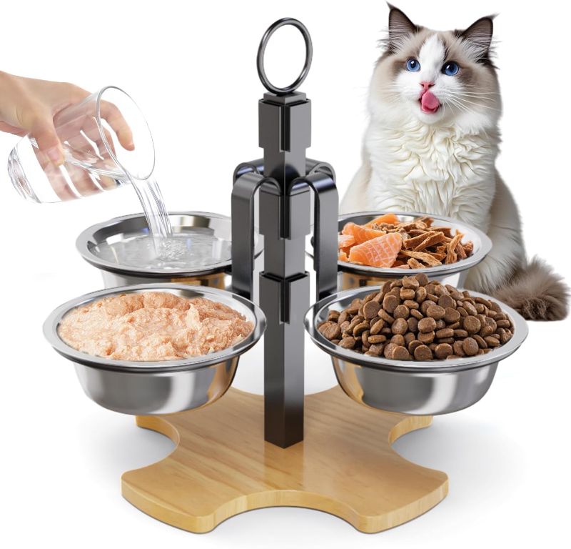 Photo 1 of **MISSING BOWLS***Elevated Cat Food Bowls, 3 Adjustable Heights Raised Cats Bowl for Indoor Cats Small Dogs with 4 Stainless Steel Bowls, Pet Food and Water Bowl