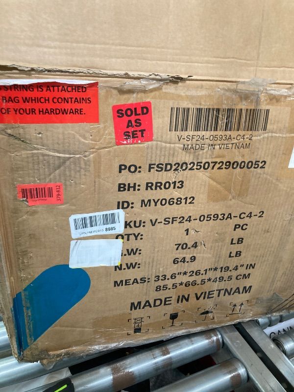 View 4 of **PARTIAL SET/BOX 2 OF 2 ONLY***83" Modern Couch with Cup Holders, 3 Seater Couch with Comfy Pillow & Side Storage Pockets, Corduroyn Small Couch with Deep Seat Couch for Living Room, Bedroom, Apartment and Office (Charcoal Gray)