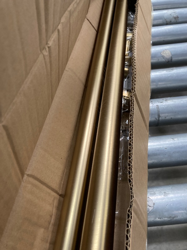 Photo 1 of 1 1/8 Inch Diameter Curtain Rods72 to 144 Inches(6-12ft), Telescoping Heavy Duty Large Drapery Rod with Adjustable Aluminum Alloy Bracket, Solid End Caps for Windows Patio Decoration, Brushed Gold