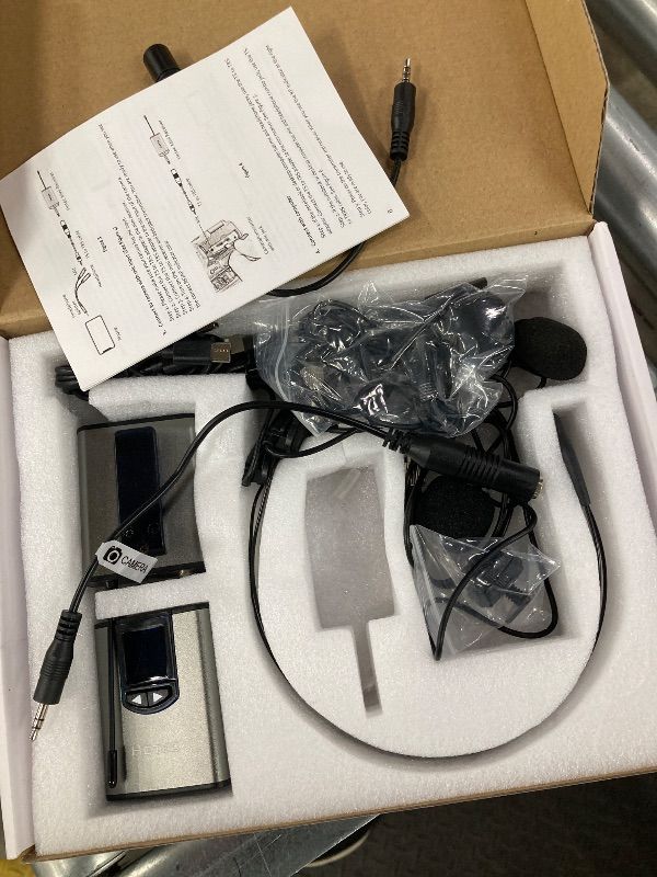 Photo 1 of ***MISSING RECEIVER -SELLING AS IS ***   Hotec Wireless System with Dual Headset Microphones/Lavalier Lapel Mics and Bodypack Transmitters and One Mini Rechargeable Receiver 1/4" Output, for Live Performances