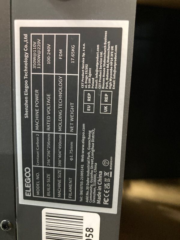 Photo 1 of **NO POWER PLUG**ELEGOO Centauri Carbon 2 Combo Multi Color 3D Printer, CoreXY 500mm/s High Speed Multicolor Printing with Canvas, 1-Click Full Auto Leveling and 350°C High-Temp Nozzle, 256x256x256mm Build Volume