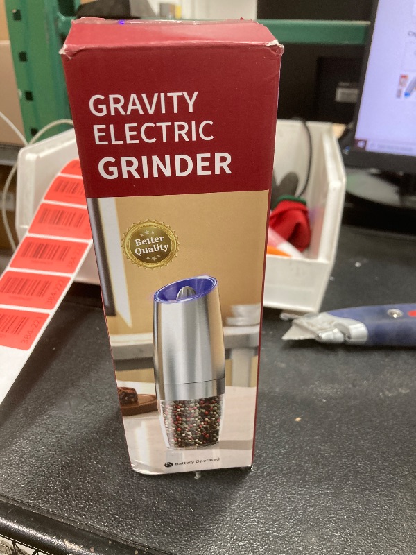 Photo 1 of ***Only pepper shaker***CIRCLE JOY Gravity Electric Salt and Pepper Grinder Set Stainless Steel Automatic Salt and Pepper Grinder Set, Battery Operated, LED Light, Adjustable Coarseness, for Home Kitchen BBQ, Silver***Only pepper shaker***